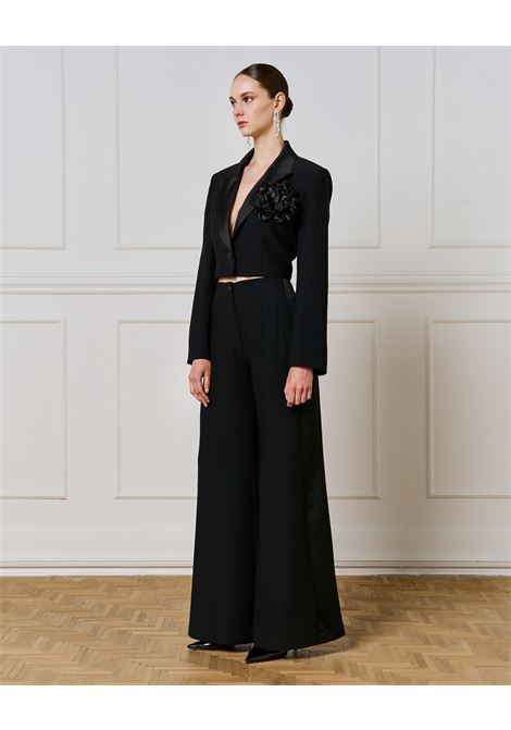 Blazer cropped con spilla di fiori Nero ACCESS fashion | 54-1069-259BLACK